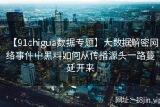 【91chigua数据专题】大数据解密网络事件中黑料如何从传播源头一路蔓延开来