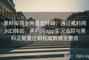 黑料每日全网直击特辑：通过黑料网入口体验、黑料网app实况追踪与黑料正能量往期权威数据全整合