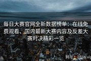 每日大赛官网全新数据榜单：在线免费观看、国内最新大赛内容及反差大赛对决精彩一览