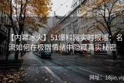 【内幕冰火】51爆料网实时报道：名流如何在极端情绪中隐藏真实秘密